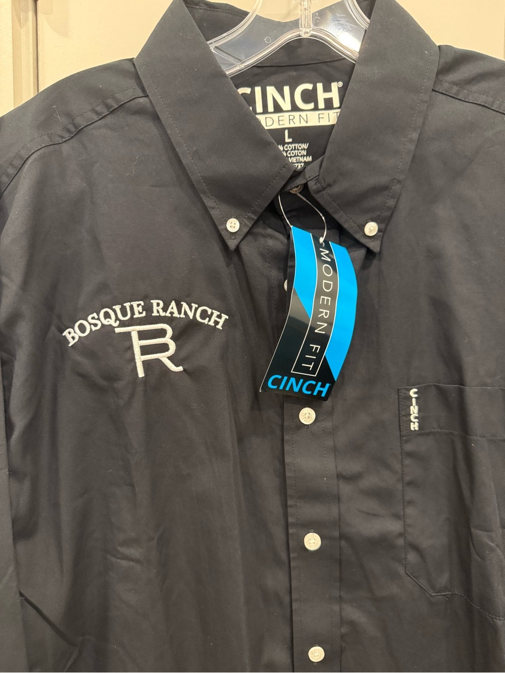 Cinch Black Long Sleeve Button-Down Shirt with Bosque Ranch Embroidery - Picture 2 of 4